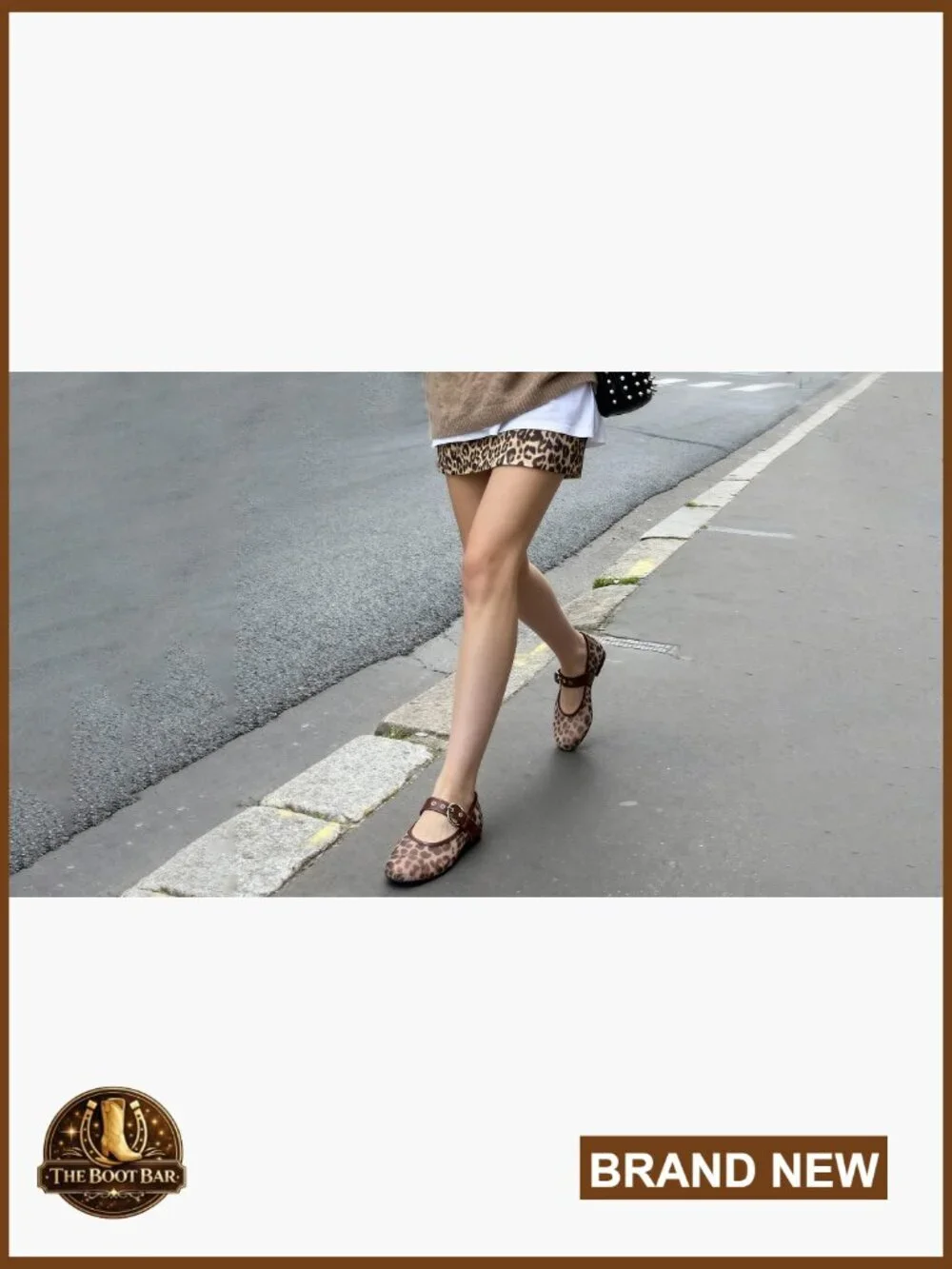 Leopard Mesh Mary Jane Ballet Flats Women's Slip On Dress Shoes